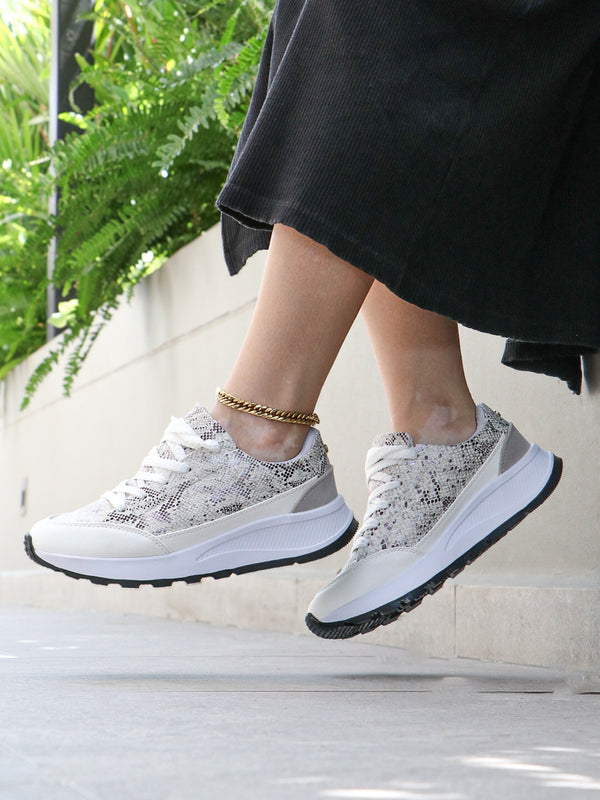 Tenis Mujer con Lentejuelas y Plataforma