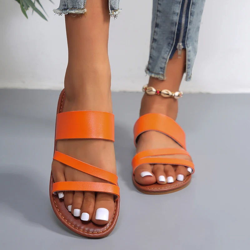 Sandalia Plana de Cuero para Mujer - Plick