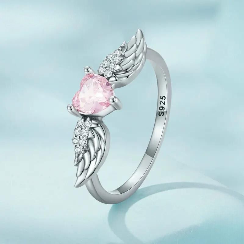 Anillo Ángel con Corazón en Plata 925 para Mujer - Plick